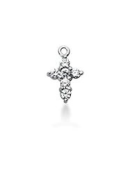 14K White Gold Round Diamond Share Prong Set Cross Pendant (0.60ct)