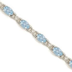 Allurez Diamond and Aquamarine Bracelet 14k White Gold (10.26 ctw)