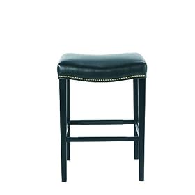 Lorenzo Black Leather Stool, Bar by SmartBargains