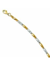 Leslies 14k With Rhodium Diamond-Cut 7 Bracelet