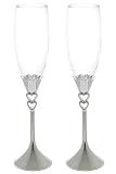 Silver Plated Open Hearts Stem Goblets - 2 flutes per package