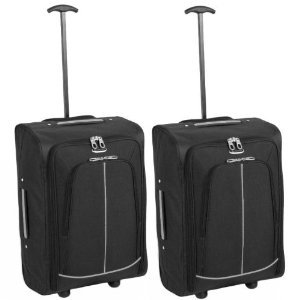 Set of 2 Super Lightweight Cabin Approved Wheeled Bags (Black)