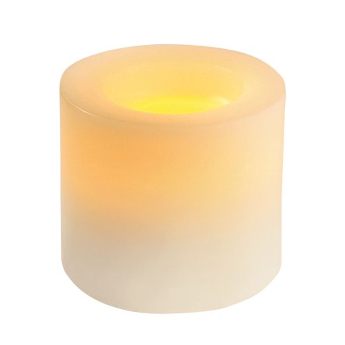 Inglow CGT54300WH01 Flameless Round Pillar Vanilla Scented Candle with