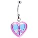 Handcrafted Pink Baby Blue Lucite Peace Sign Heart Belly Ring