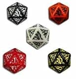 Q-Workshop: Set of 5 - Carved Elvish / Elven d20 Dice / Die (5 Different Colors - 1 Each)