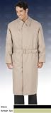 RAIN COAT - 46 inch center vent, fly front coat with split raglan
sleeves, full belt. Available in BLACK and TAN. Please click to
enlarge