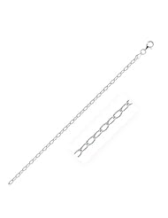 Rhodium Plated 2.5mm 925 Sterling Silver Rolo Style Chain