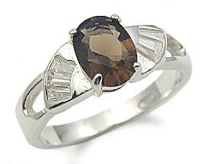 SemiPrecious Gemstone Rings  Sterling Silver Genuine Smoky Quartz Ring