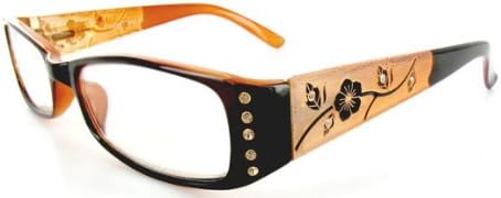 "Wild Hibiscus" floral designer reading glasses for youthful women with elegance and style. Coral 3.00