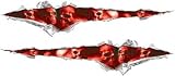 Ripped Torn Metal Tear REFLECTIVE Decals Red Skulls