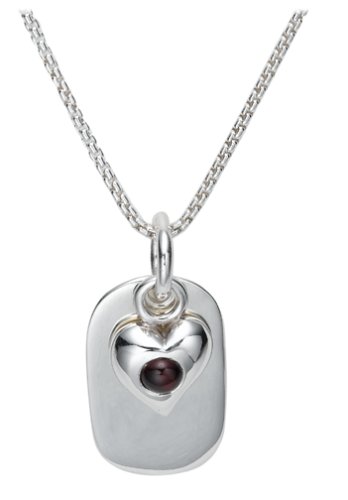 Sterling Silver and Garnet Heart Pendant, 20 by Zina