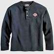 Harley-Davidson&reg; Men's Long Sleeve Henley Shirt. Embroidered graphics. 99011-07VM; 99012-07VM