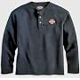 Harley-Davidson� Men's Long Sleeve Henley Shirt. Embroidered graphics. 99011-07VM; 99012-07VM