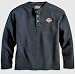 Harley Davidson Men's Long Sleeve Henley Shirt. Embroidered graphics. 99011-07VM; 99012-07VM