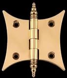 Door Hinges Bright Solid Brass, Butterfly Hinge 3 x 3 RSF Brass Steeple finials