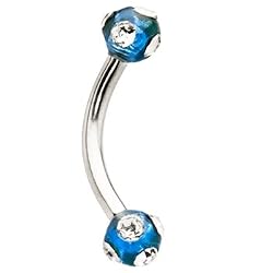 Blue Acrylic Tiffany Gem Eyebrow Ring