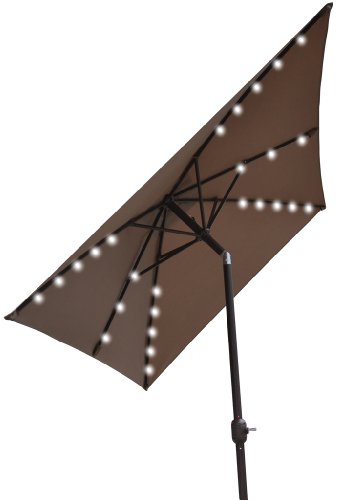 STRONG CAMEL 10'x6.5' OUTDOOR SOLAR 26 LED LIGHTS ALUMINIUM PATIO UMBRELLA RECTANGLE-TAUPE(ATTENTION:1.9