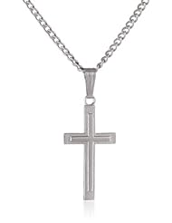 14k Solid Embossed or Sterling Silver Cross Pendant Necklace