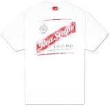 Red Stripe Beer - Distressed Logo College T-Shirt, M - White