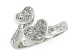 Bay Studio Crystal ByPass Heart Ring Size 7 SILVER-TONE
