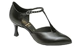 1037 Ladies Black Leather Sandal with a 2.5 Flared Heel