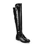 FOREVER FIFTY-50-4 Women's Fashion Two Tone Over The Knee High Slick Riding Boot, Color:BLACK, Size:5.5