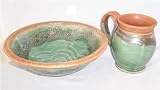 Green Wave Bowl and Mug Pottery Set