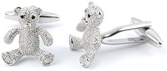 1 Pair Cufflinks Cuff Links Fashion Jewelry Classical Party Shirt Bouton Mens Button Gift Classic Cloth Wedding XK156660 Silver Crystal Teddy Bear