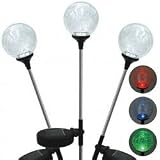 Garden Globes 3-Piece Solar LED Stake Light Set (Clear/Black) (30 Tall)