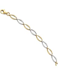 14k rhodium plated yellow gold Leslies Two Tone Diamond cut Bracelet