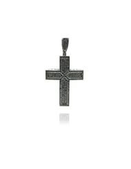 1.45 Carat Black Diamond Cross Pendant in 10k Hematite plating gold