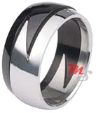 Stainless Steel & Titanium Lightning Puzzle Ring sz 12