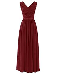 V-neck Pleated Chiffon Evening Dress/Bridesmaid Dress/Prom Dress 