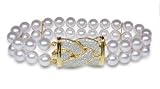 6.5x7mm AAA Quality Japanese Akoya Double Strand Bracelet - 8 inches (Braid Clasp)