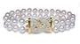6.5x7mm AAA Quality Japanese Akoya Double Strand Bracelet - 8 inches (Braid Clasp)