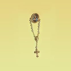 Our Lady of Guadalupe Gold Colored Lapel Pin with White Beads