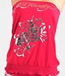 Ed Hardy Missy Cross Foil Satin Touch Tube Top
