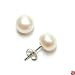 Sterling Silver 8x8.5mm White Freshwater Cultured Pearl Button Stud Earrings