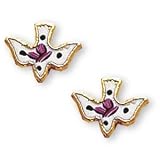 14K Gold Filled Cloisonne Dove Pierced Earrings