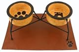 Melia Raised Wrought Iron DOUBLE Dog Feeder - Three Point - LARGE