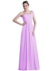 One Shoulder Chiffon Backless Lace Bridesmaid Dress/Prom Dress 