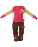 : Deux Par Deux Big Flower Tee and Brown Cord Pant Set