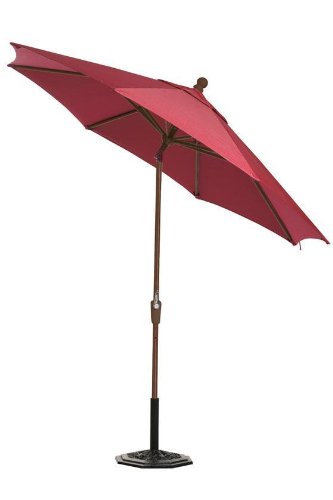 6' Auto crank Tilt Outdoor Market Umbrella, BRONZE, RED SUNBRELLA