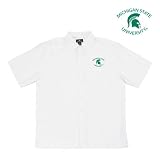 Michigan State Spartans NCAA Prevail Button Down Short Sleeve Shirt For Men (White)