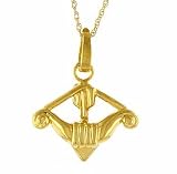 14K "Sagittarius" Zodiac Charm Pendant - FREE 18" 14K GOLD CHAIN