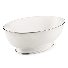 Lenox Floral Veil Bone China Platinum Banded Open Vegetable Bowl by Lenox China