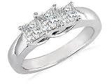 1 ctw Princess Cut Three Diamond Ring in 14K White Gold