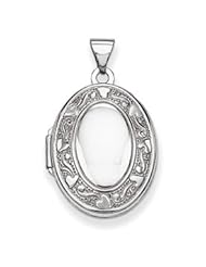 Genuine IceCarats Designer Jewelry Gift 14K White Gold Oval Locket