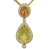 Citrine(1.55ct)/Lemon Quartz(5.72ct/Diamond(.54ct) Nk.