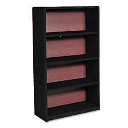 Safco 7172BL Value Mate Series Bookcase, 4 Shelves, 31-3/4w x 13-1/2d x 54h, Black